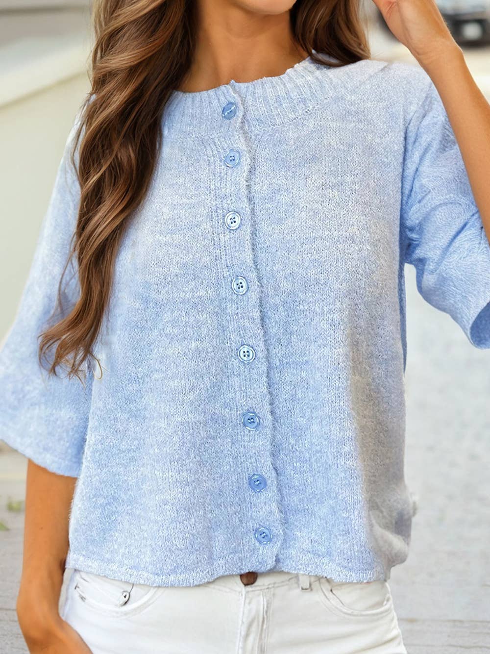 3/4 Sleeve Sweater Cardigan