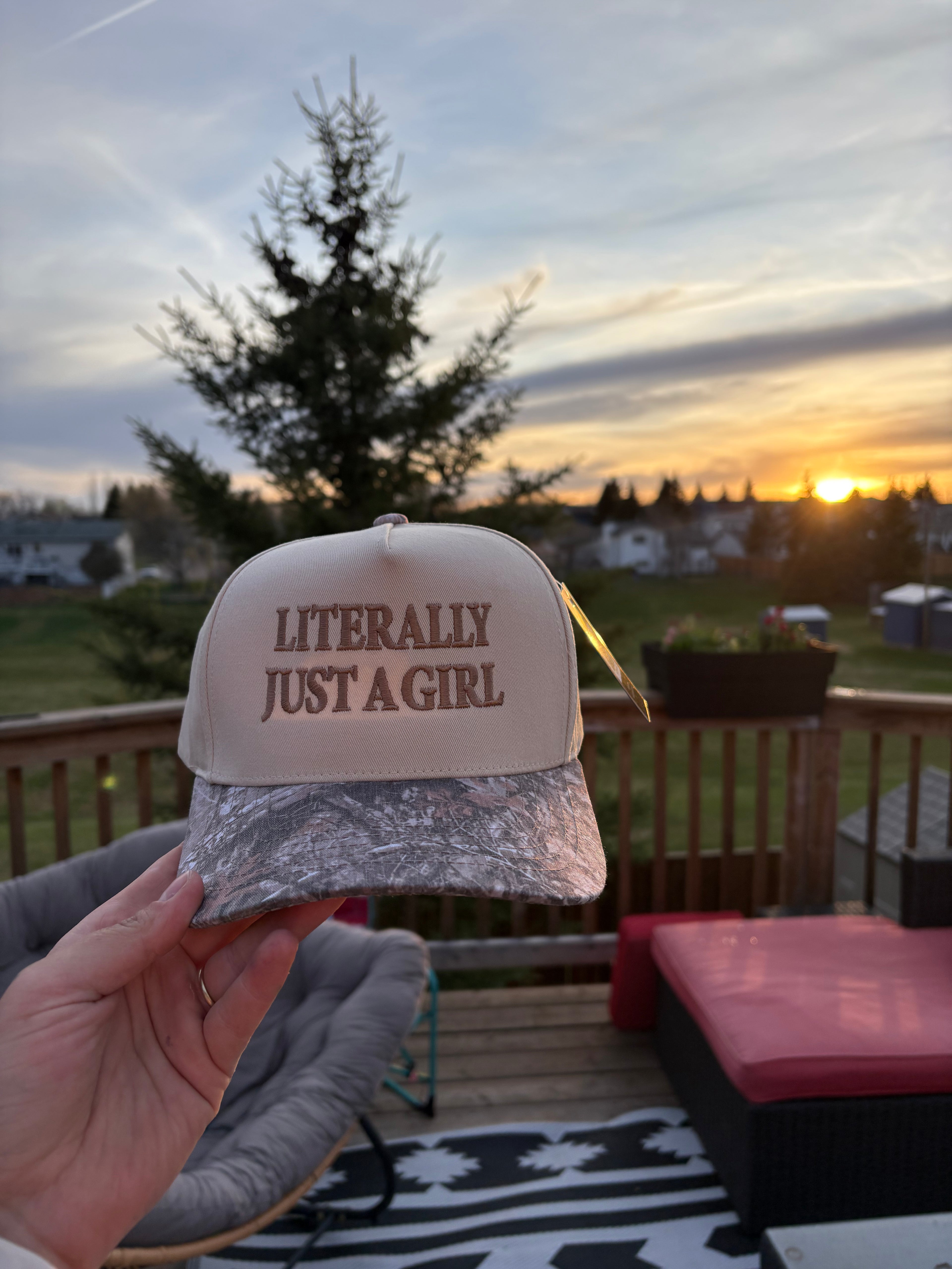 Two Tone Cap - Literally Just a Girl - Camo/Beige