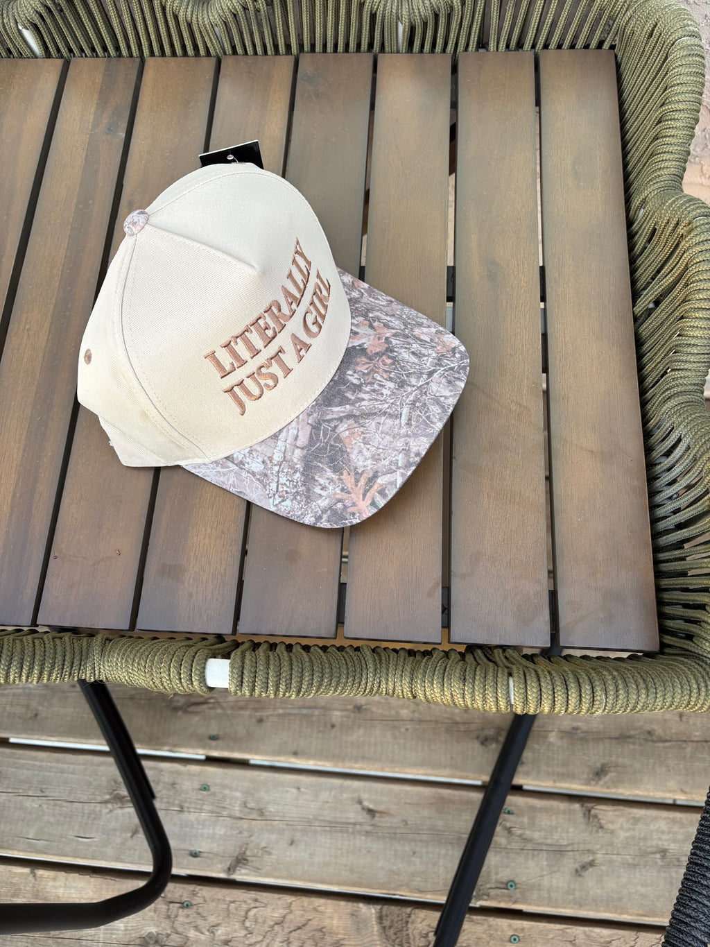 Two Tone Cap - Literally Just a Girl - Camo/Beige