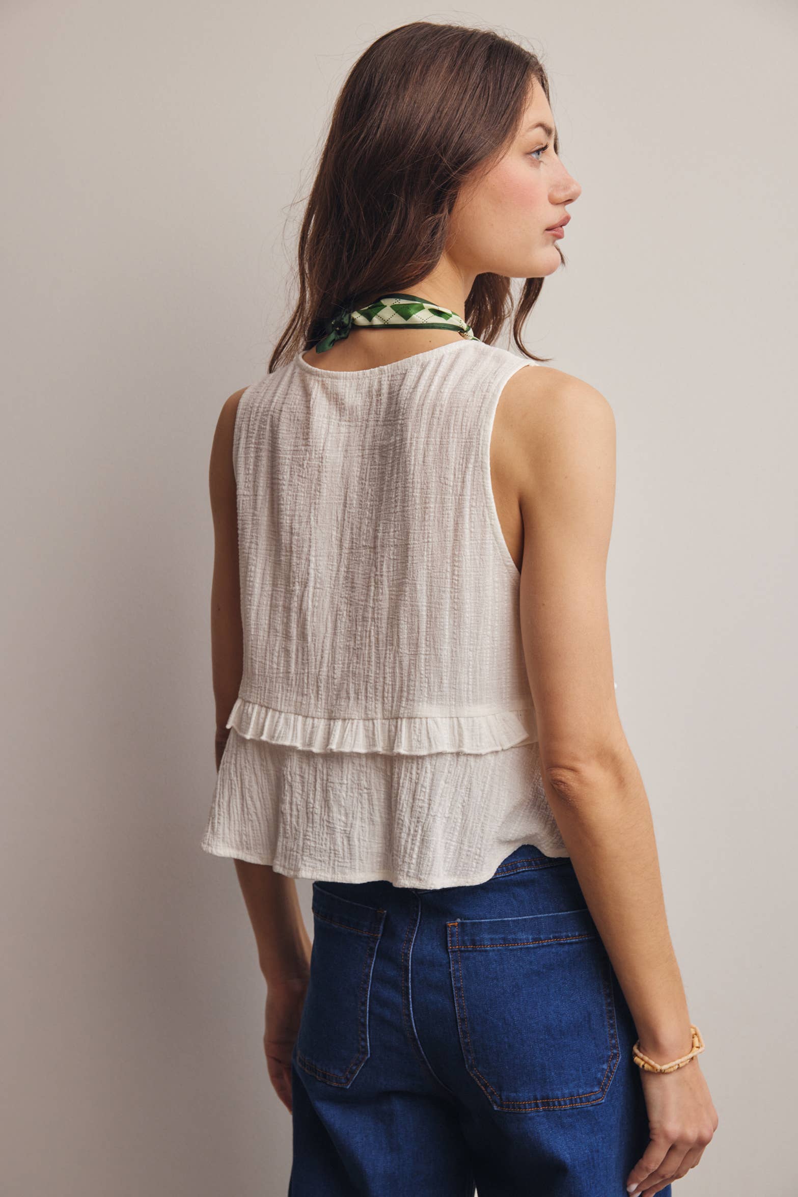 Lace Yoke Tie-Front